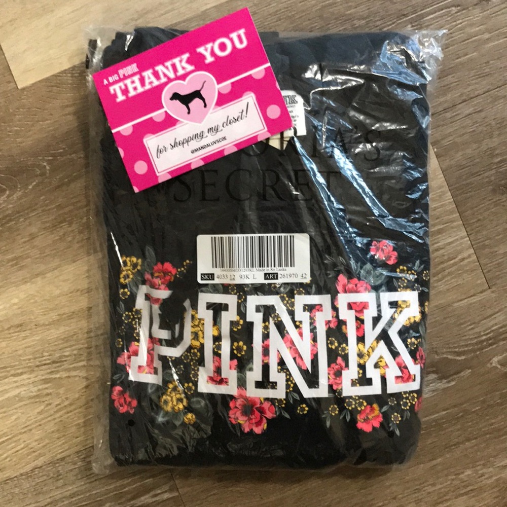 NEW💗VS PINK GREY FLORAL LOGO PULLOVER HOODIE - Picture 5 of 7